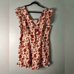 Red Ruffled Wrap Blouse Sleeveless